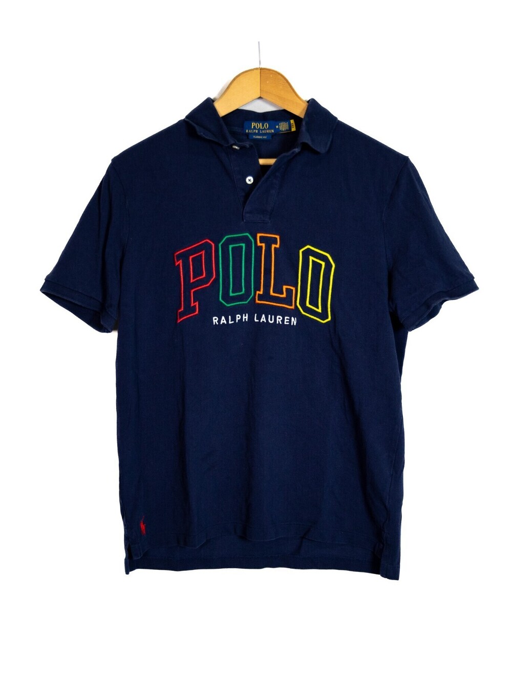 Polo Ralph Lauren Men’s Navy Classic Fit Polo Shirt POLO Spell Out - Men's M